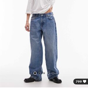 Topshop Blue Flare Wide Leg Jeans